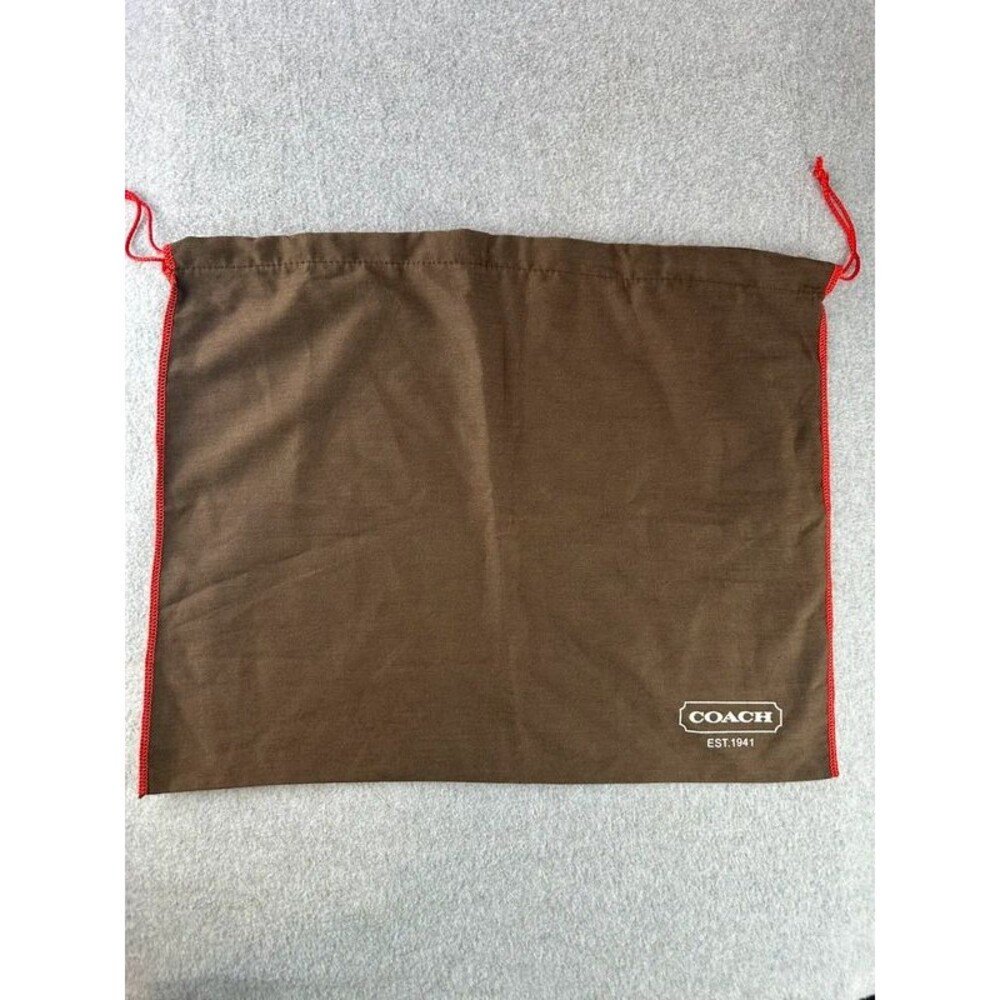 Brown Coach Dustbag Corner Logo Red Drawstring 19”x15”